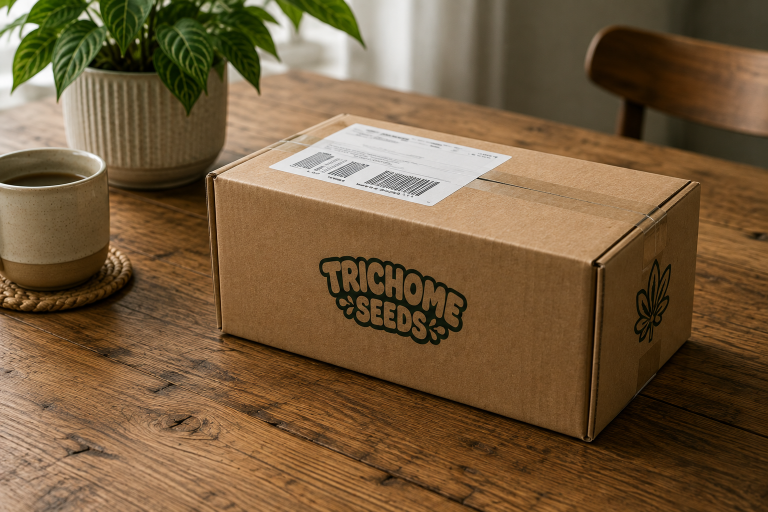 Plain unbranded Trichome Seeds parcel delivered at home